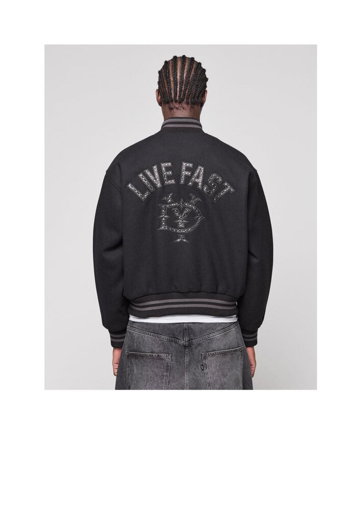 Embroidered wool-blend varsity jacket