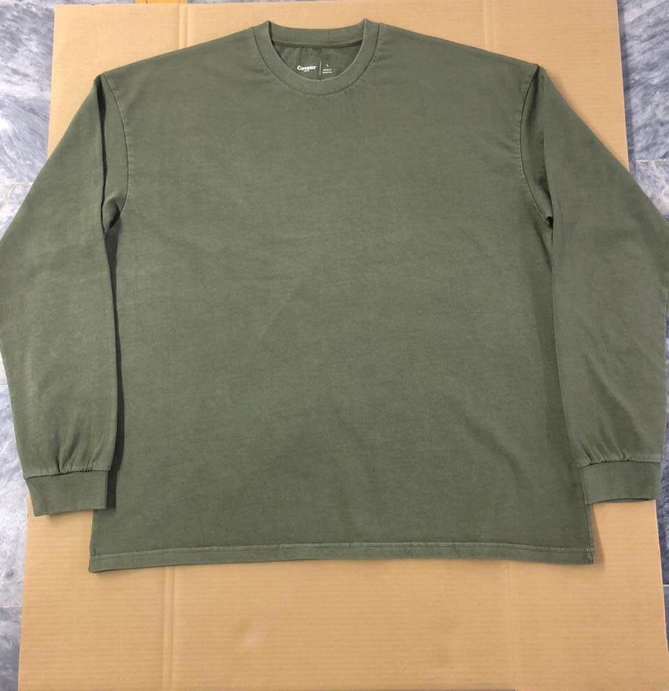 Heavyweight olive acid-wash long sleeve from AFY's first shipment
