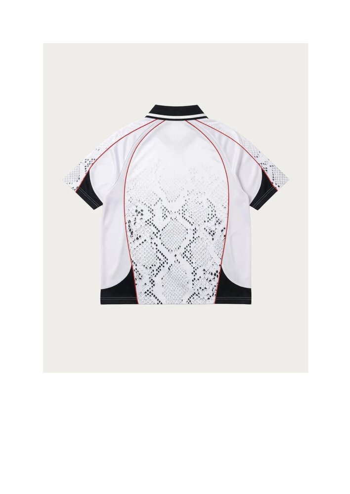 Snakeskin print jersey with contrast piping